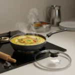 Frypan with Transparent Glass Lid for Easy Cooking Monitoring and Moisture Retention