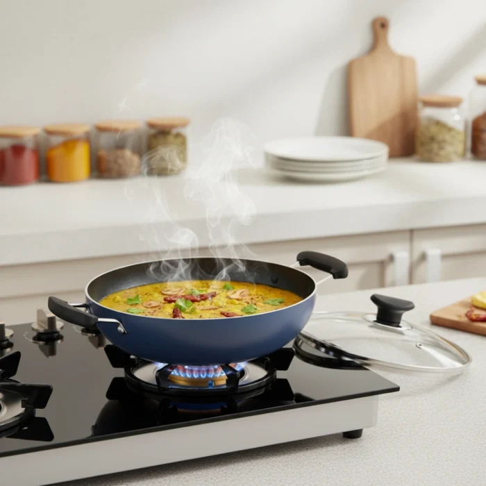 1 (6) Deep Kadai with glass Lid