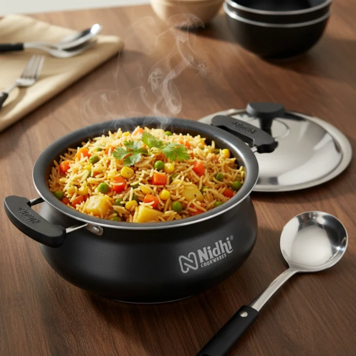 4 Non-Stick Handi with S.S – 2.6 mm PFOA-Free Coating, Stay-Cool Handles (1.5/2.5/3.5 Ltr) - Image 1