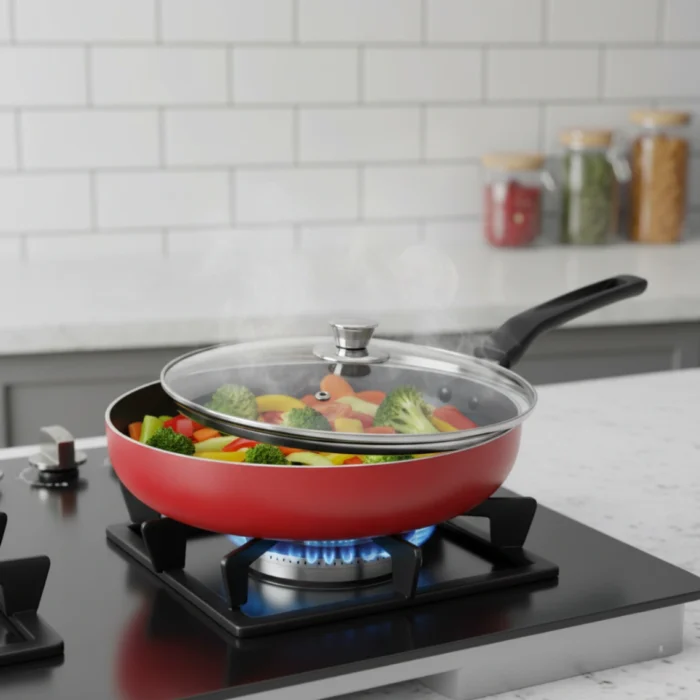 Frypan with SS or Glass Lid, Non-Stick PFOA Free (24/26 cm) - Image 2