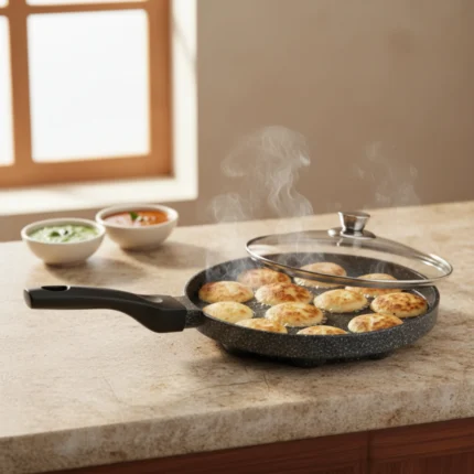 Non-Stick Appam Patra with Glass Lid & 12 Cavities