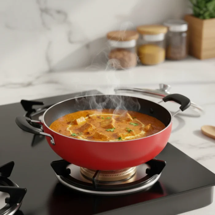 Non-Stick Kadai with Glass or SS Lid – 24/26 cm, Induction & Gas Compatible, 3.25 mm Thick - Image 3