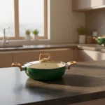 Ceramic Deep Kadai with Glass Lid, 3 mm Thick, Induction & Gas Compatible (22/24/26 cm) - Image 3